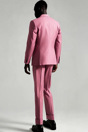 Herr Grå Rosa Topp Kavajslag 2 Piece Prom Suits
